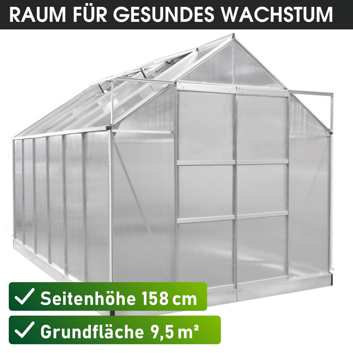 Aluminium-Gewächshaus 380x250x235