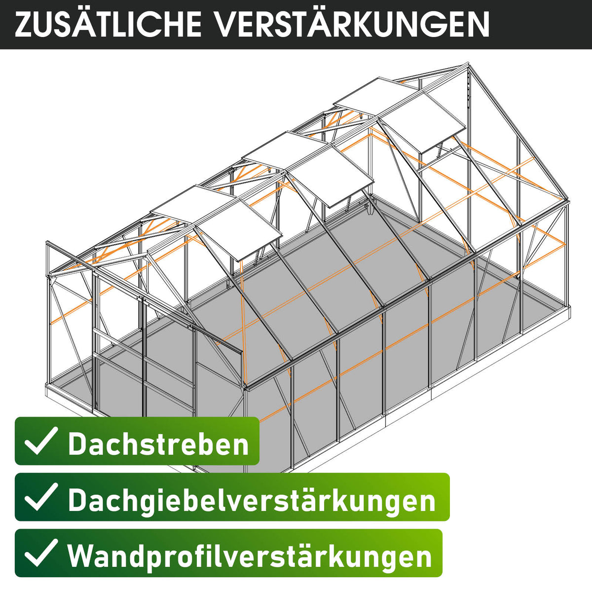 Aluminium-Gewächshaus 430x250x235 grün