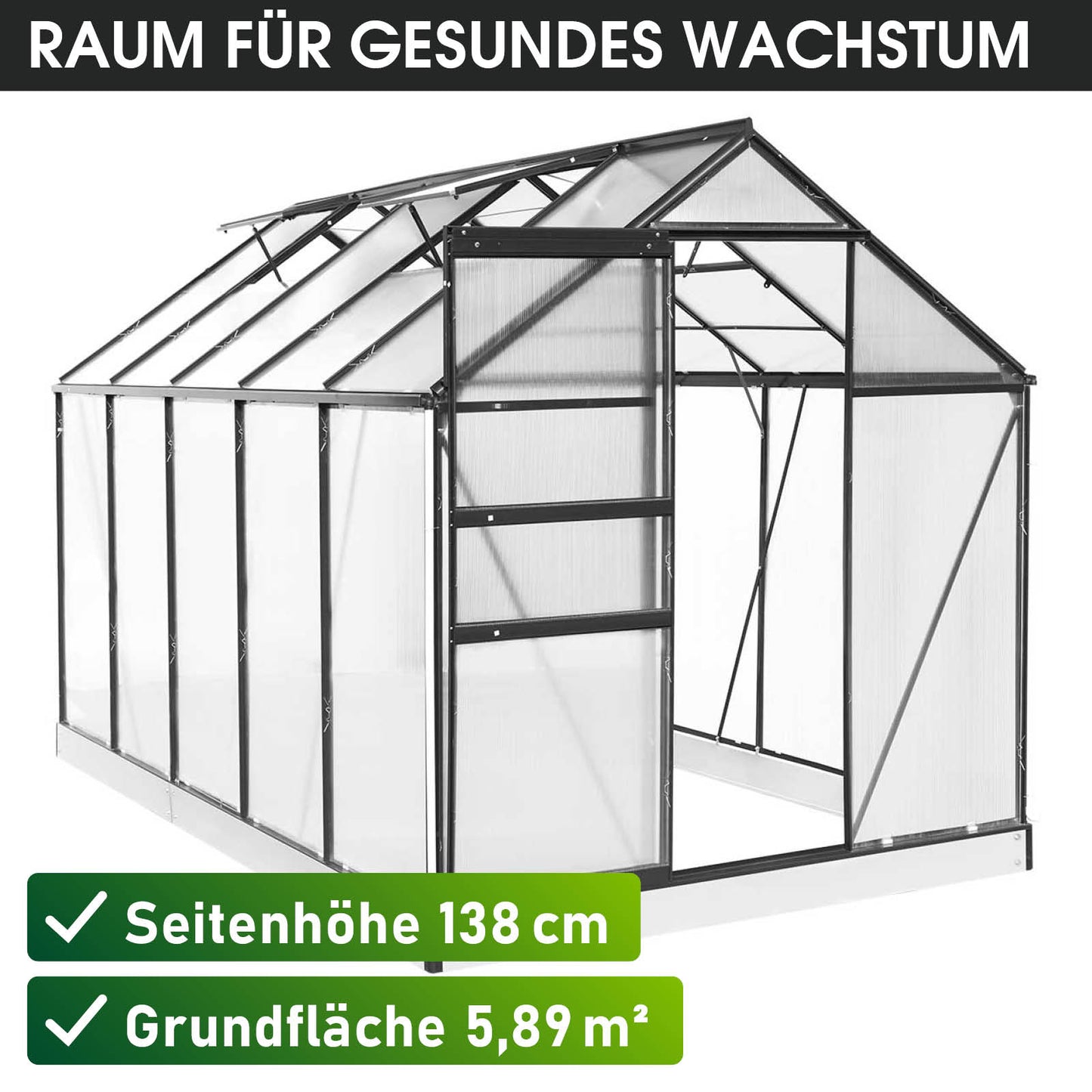 Aluminium-Gewächshaus 310x190x195 anthrazit