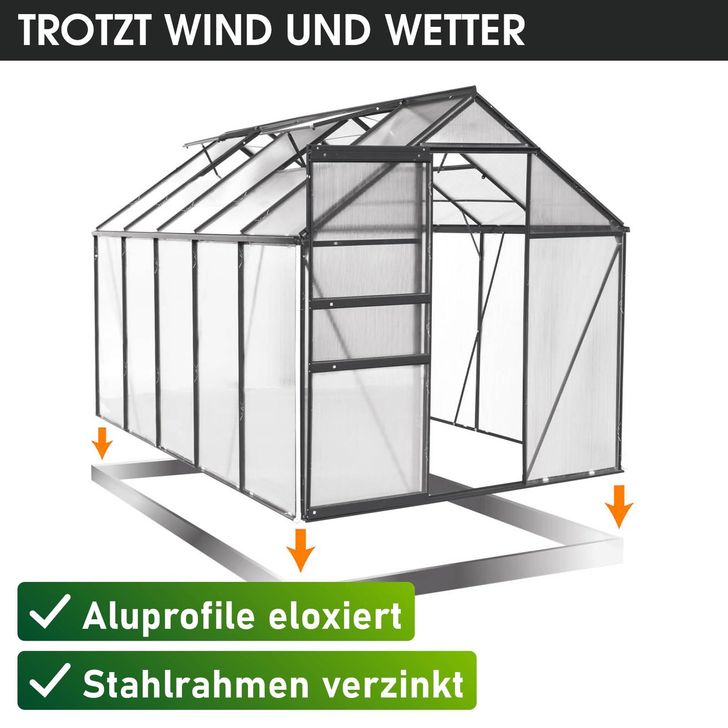 Aluminium-Gewächshaus 310x190x195 anthrazit