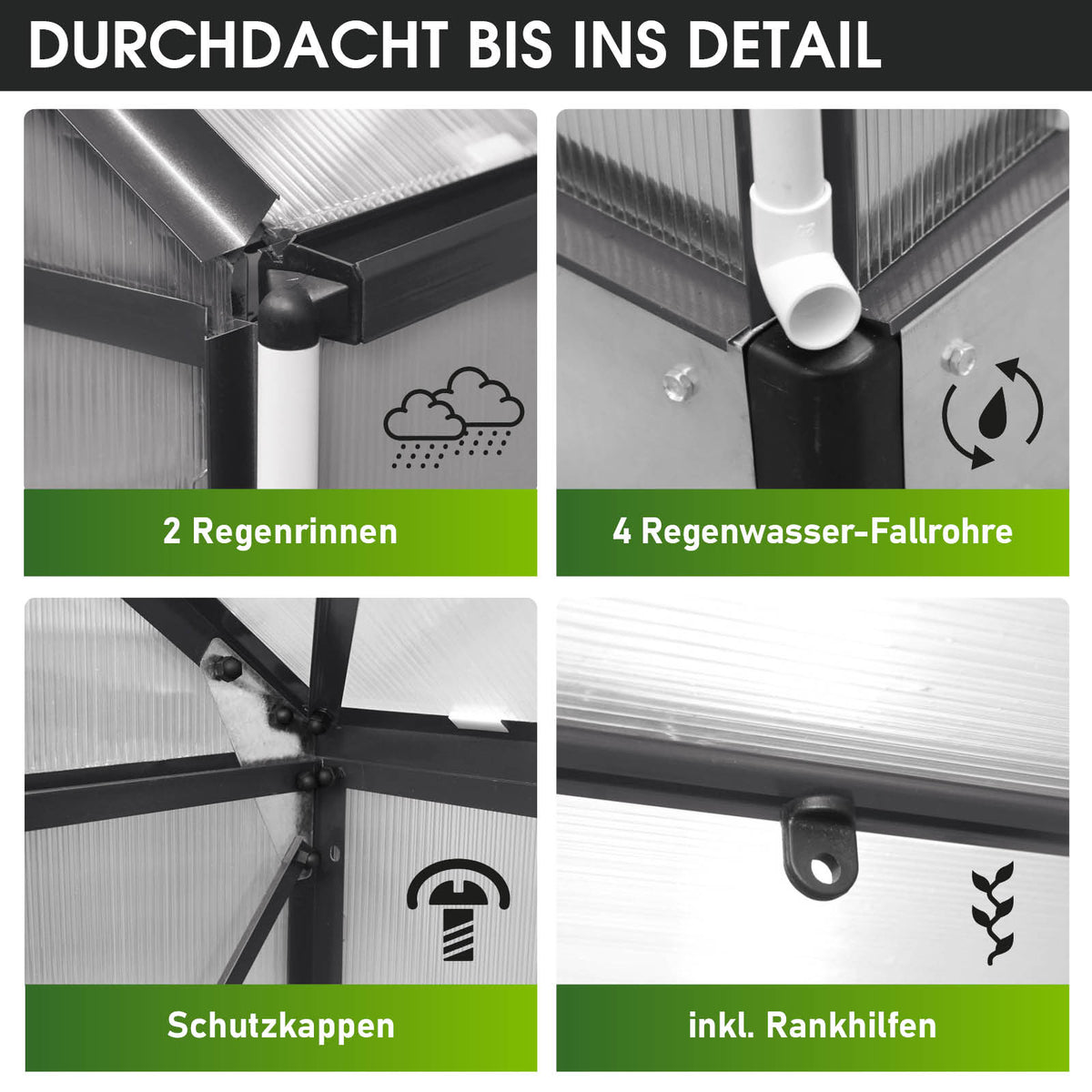 Aluminium-Gewächshaus 310x250x205 anthrazit