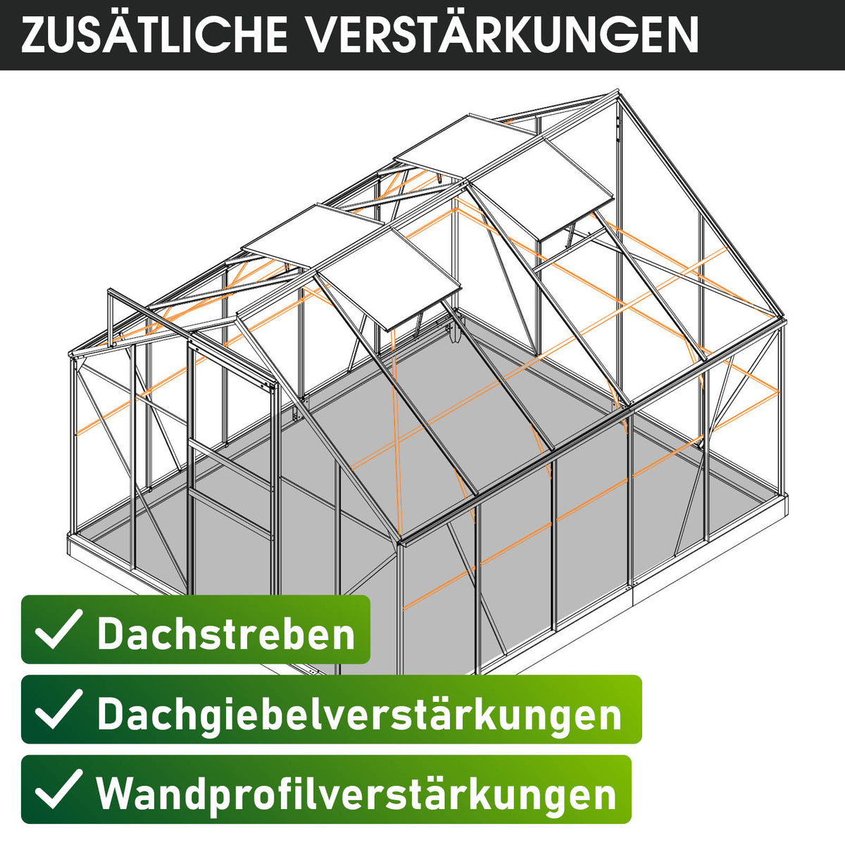Aluminium-Gewächshaus 310x250x205 anthrazit