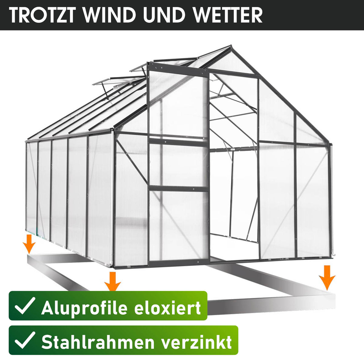 Aluminium-Gewächshaus 310x250x205 anthrazit