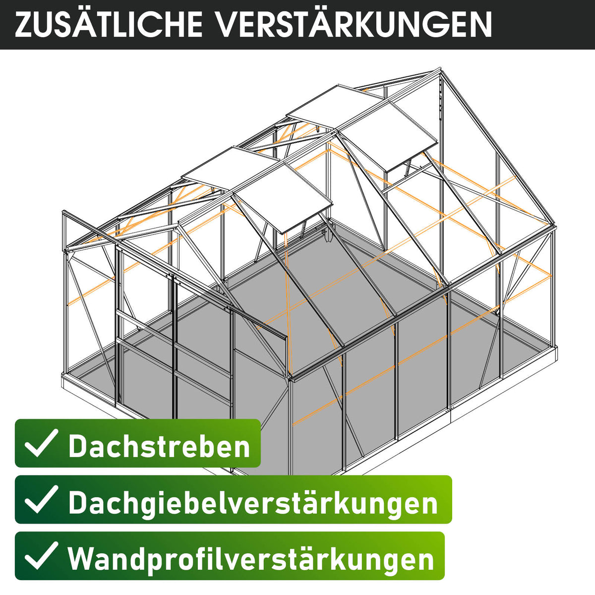Aluminium-Gewächshaus 310x250x235 anthrazit