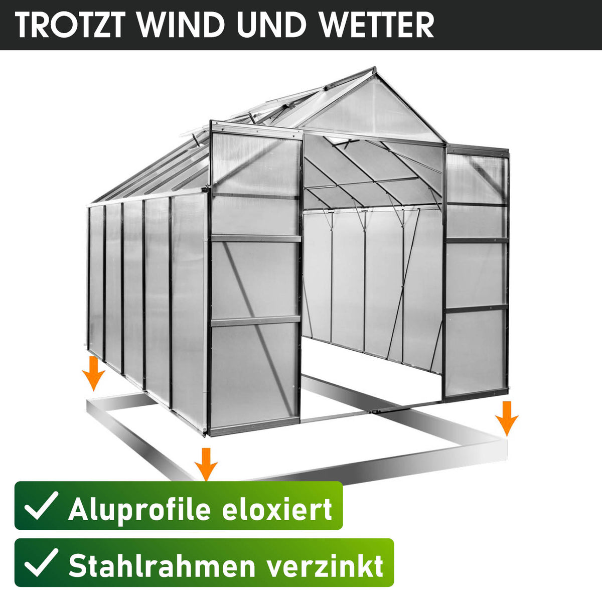 Aluminium-Gewächshaus 310x250x235 anthrazit