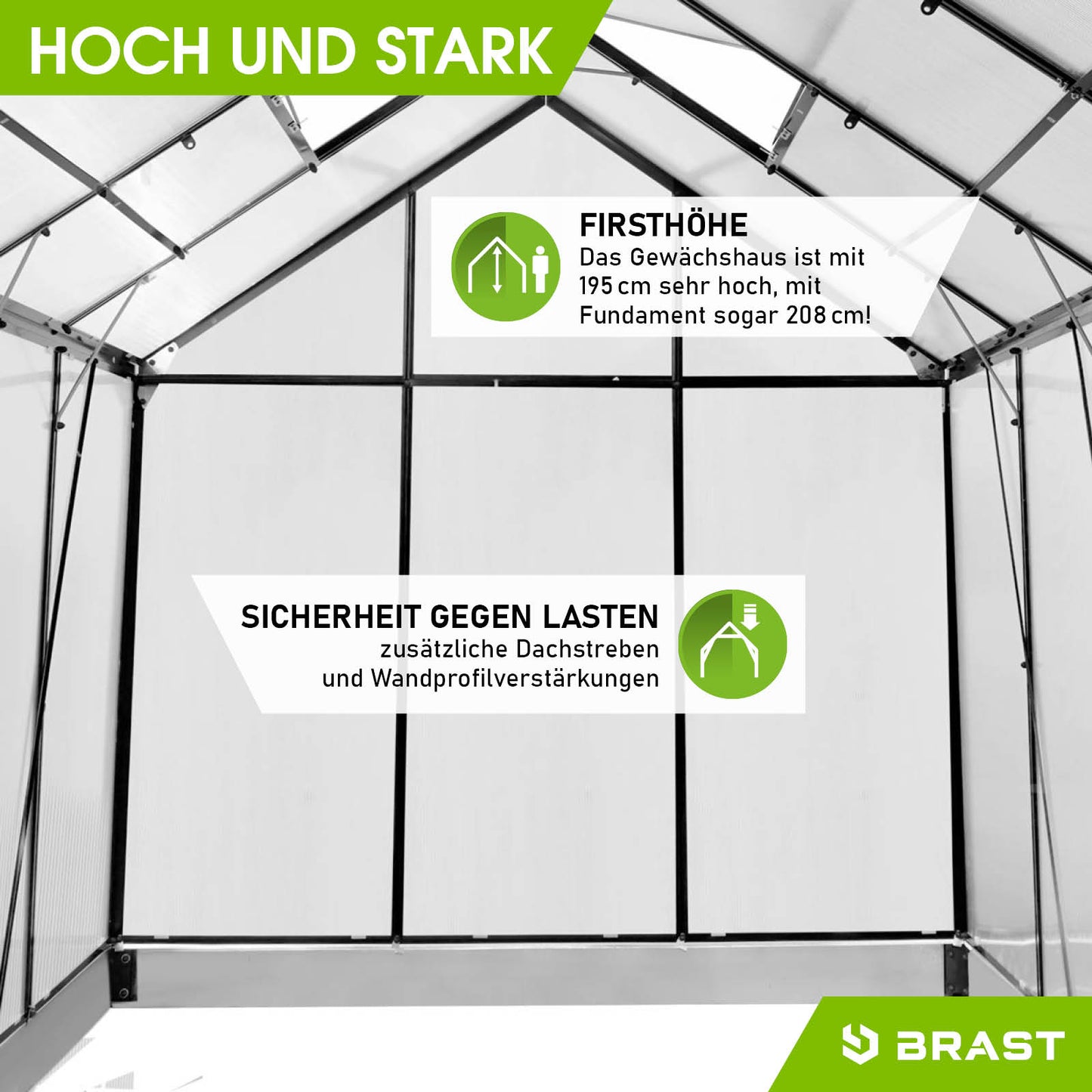 Anthrazitfarbenes aluminium gewächshaus mit stabilem fundament und begehbarem design, gewächshaus windsicher für garten,.