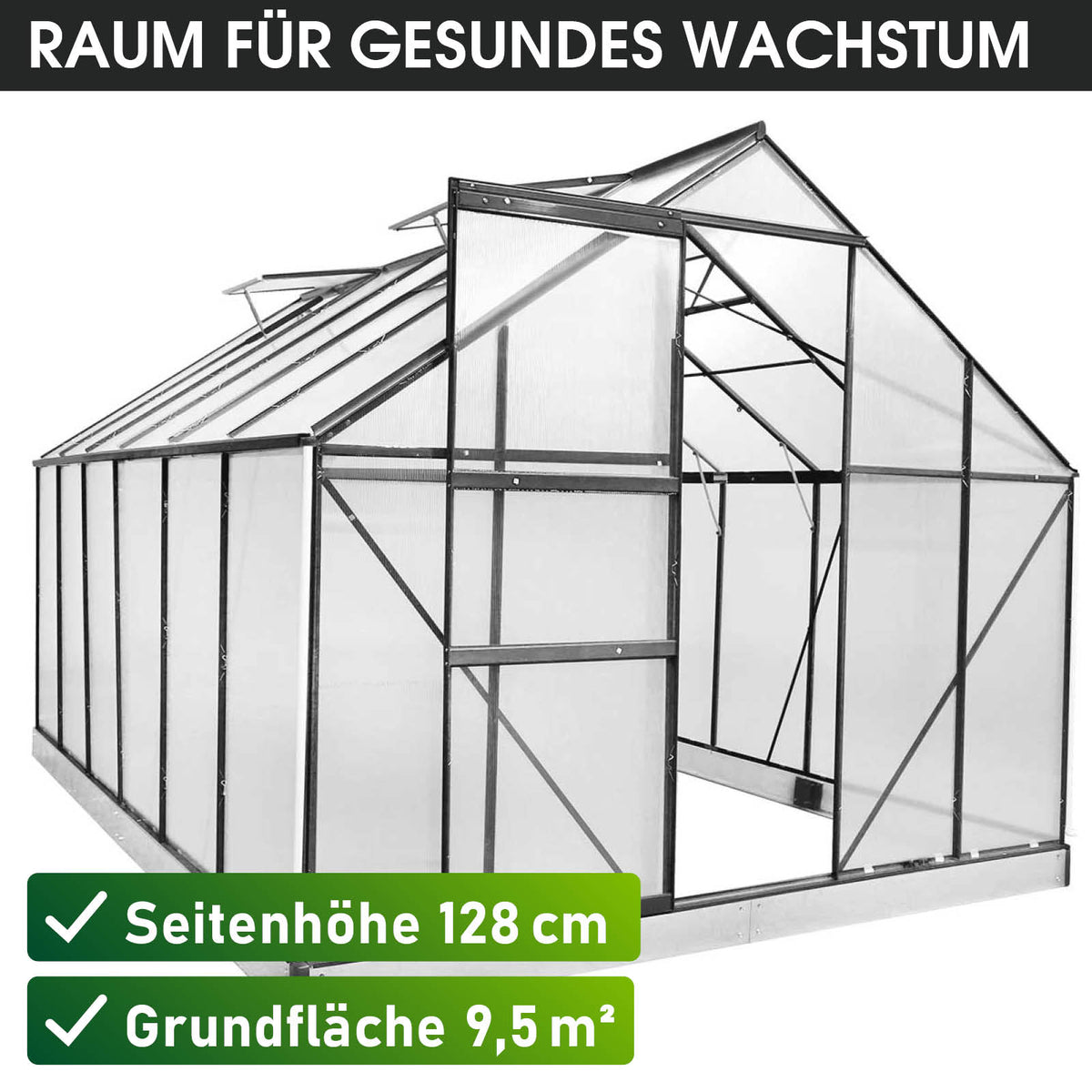 Aluminium-Gewächshaus 380x250x205 anthrazit