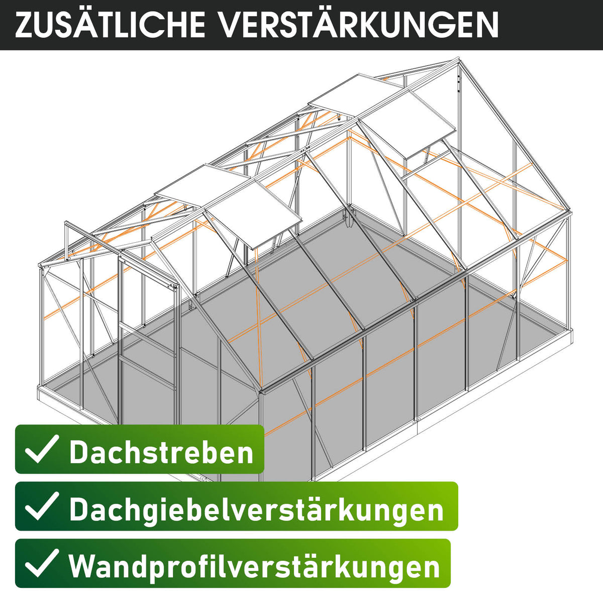 Aluminium-Gewächshaus 380x250x205 anthrazit