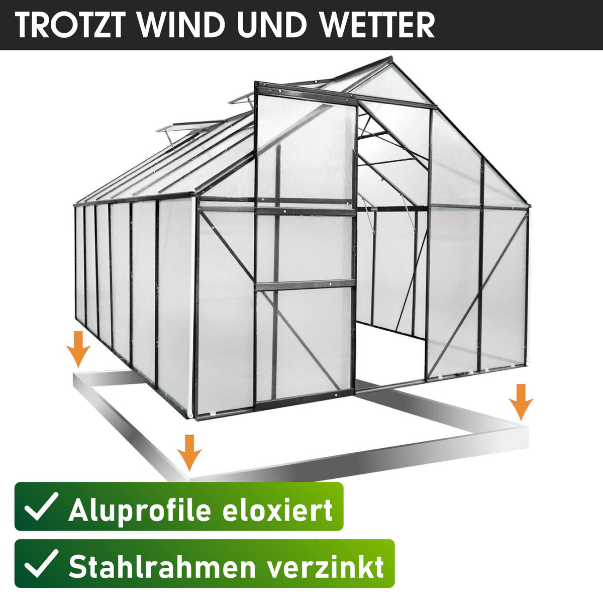 Aluminium-Gewächshaus 380x250x205 anthrazit