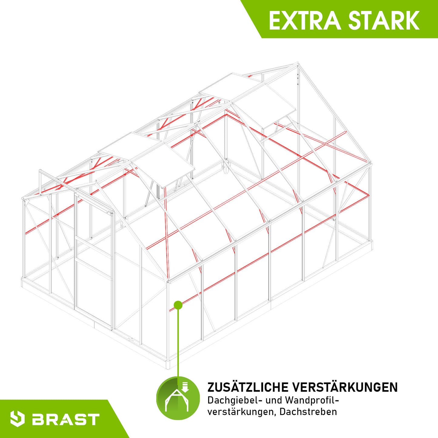 Aluminium Gewächshaus Treibhaus mit zusätzlicher Verstärkung, windsicher, begehbares Gewächshaus mit Fundament, 380x250x205.
