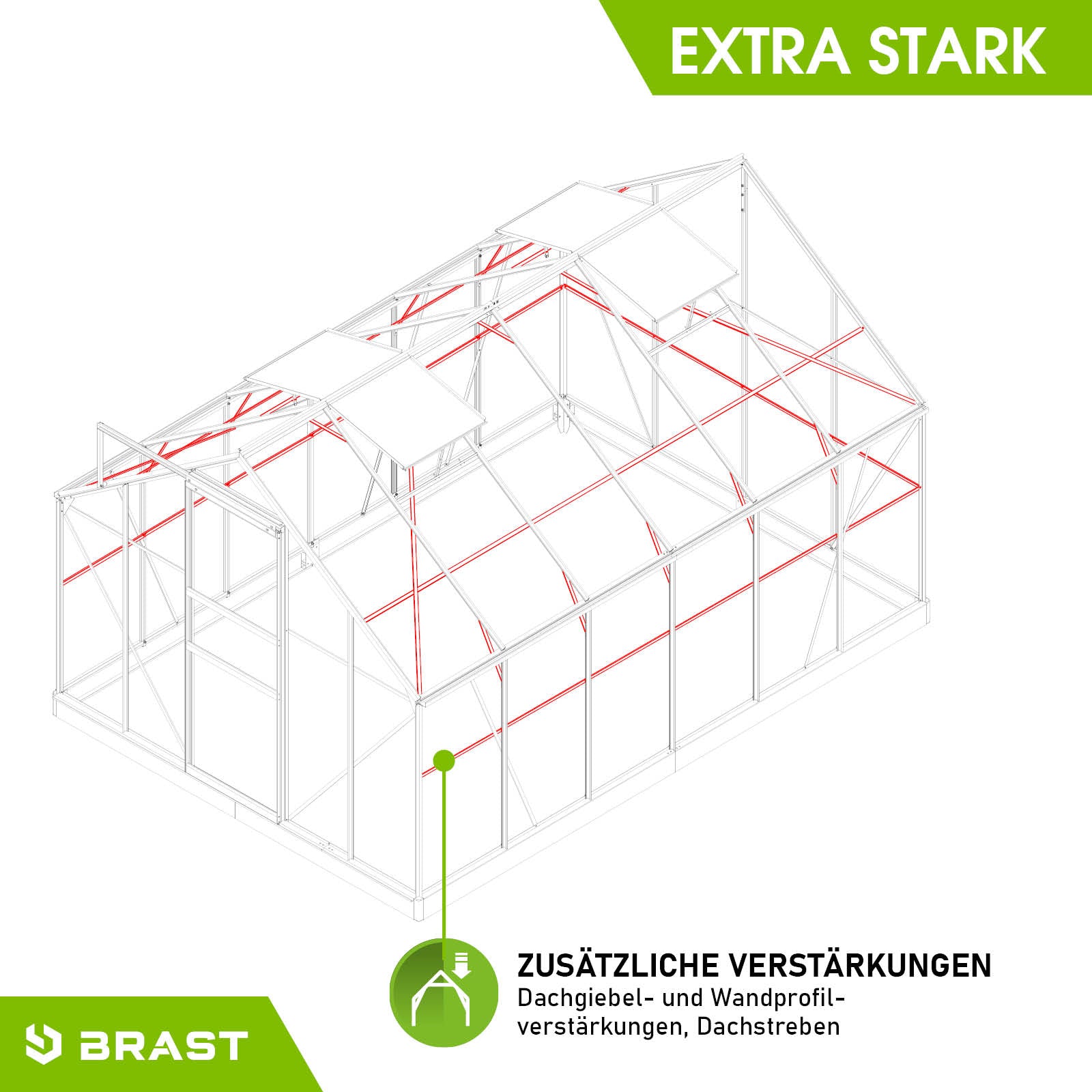 Aluminium Gewächshaus Treibhaus mit zusätzlicher Verstärkung, windsicher, begehbares Gewächshaus mit Fundament, 380x250x205.