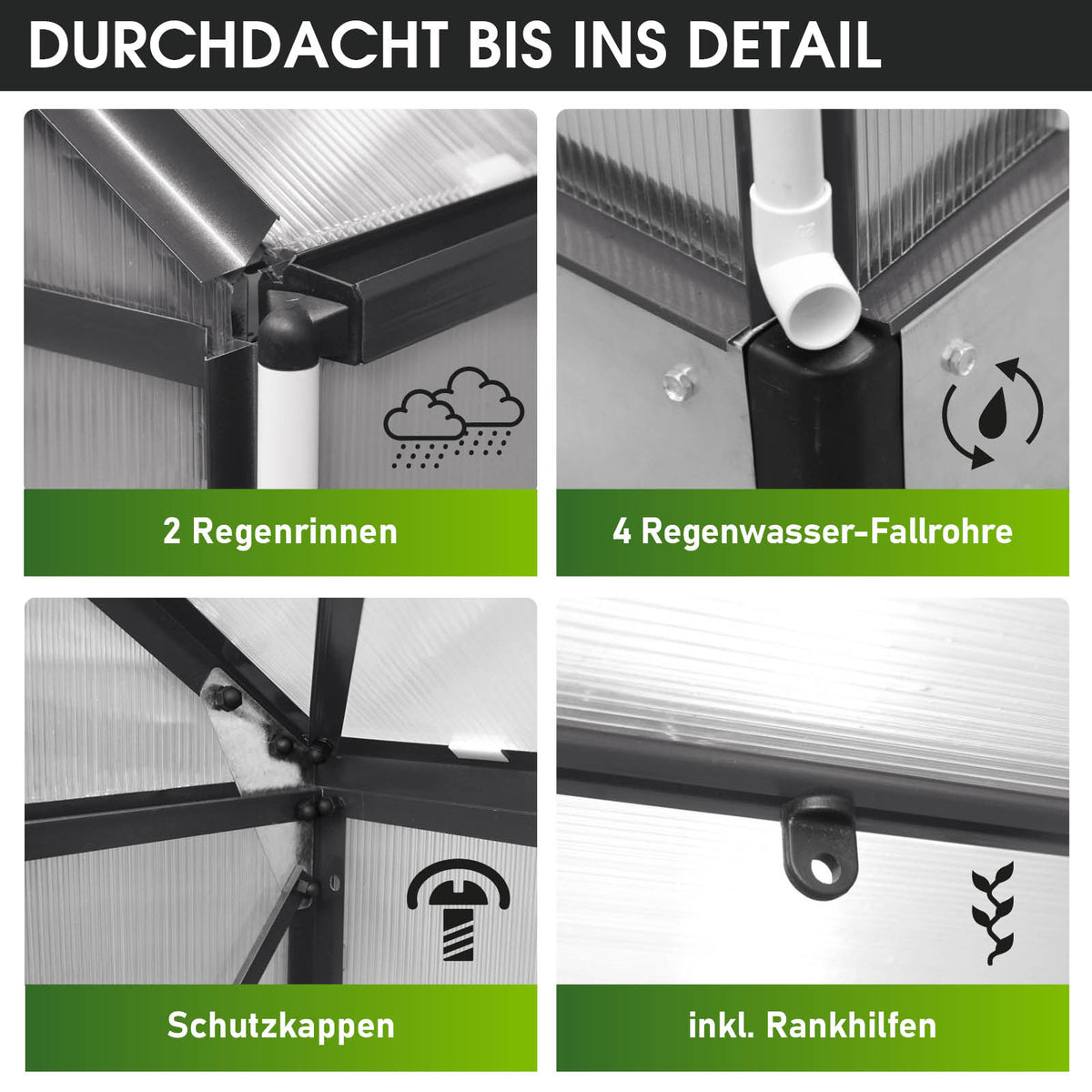 Aluminium-Gewächshaus 380x250x235 anthrazit