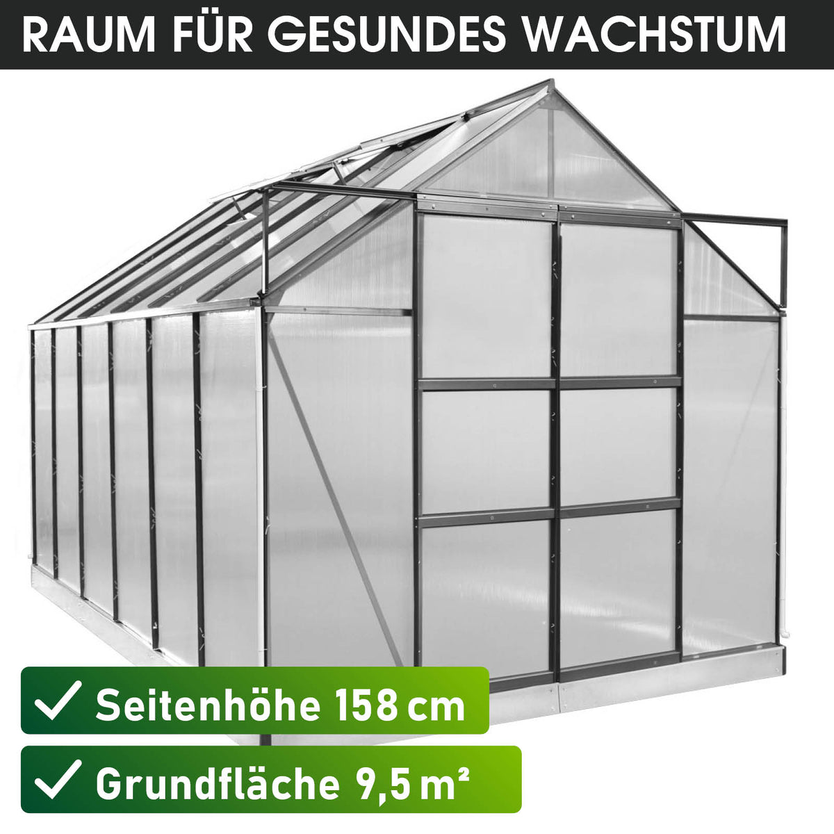 Aluminium-Gewächshaus 380x250x235 anthrazit