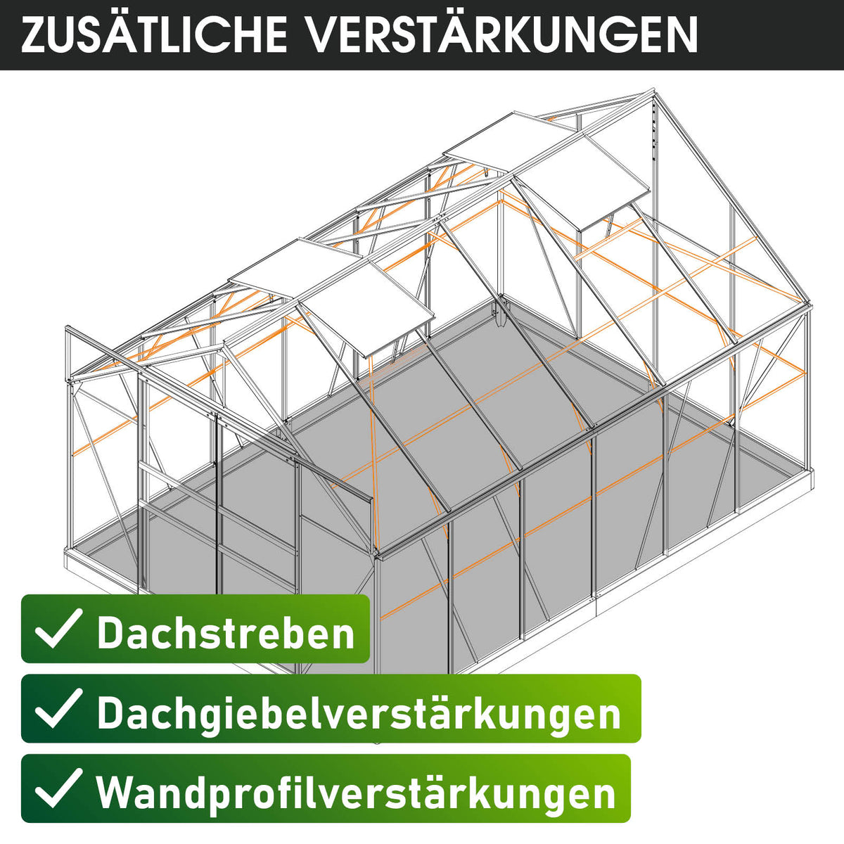 Aluminium-Gewächshaus 380x250x235 anthrazit