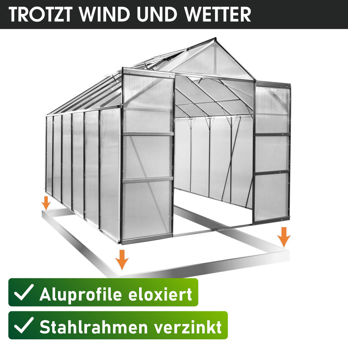 Aluminium-Gewächshaus 380x250x235 anthrazit