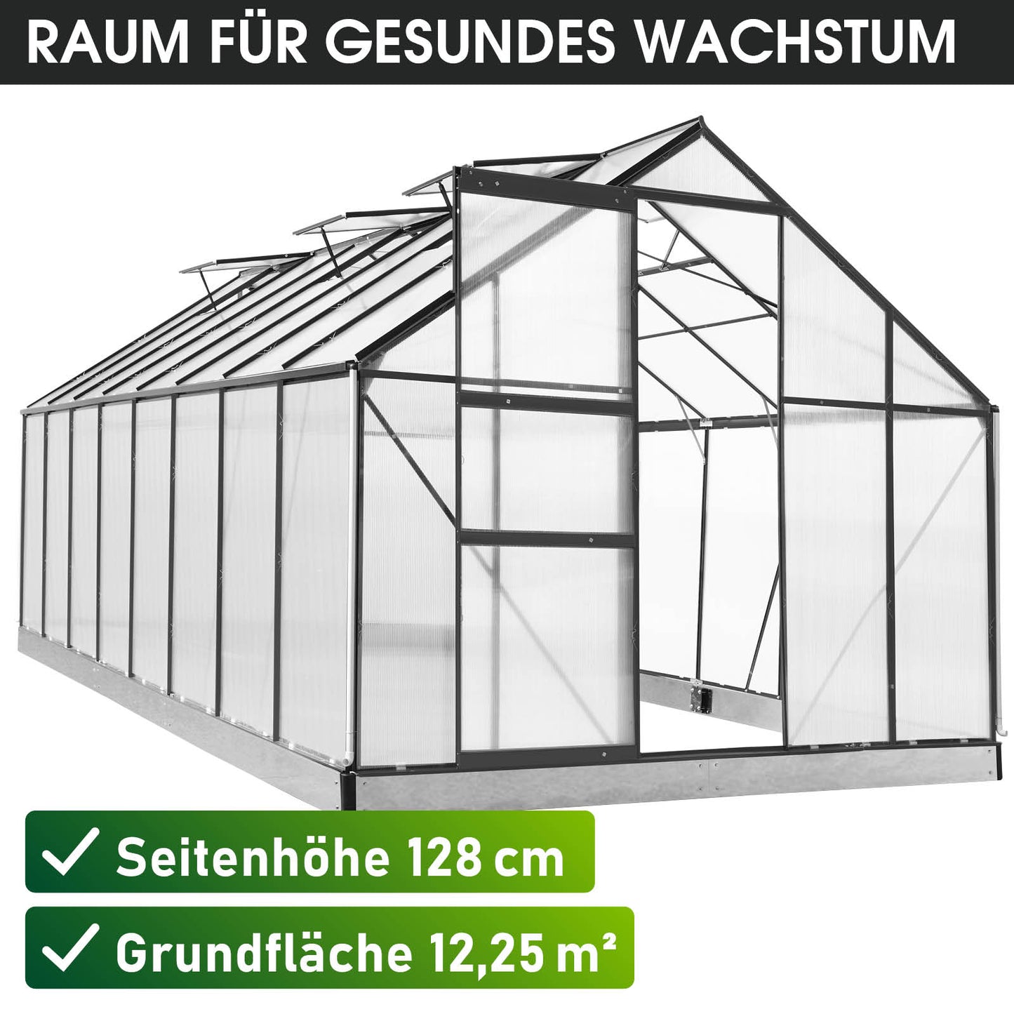 Aluminium-Gewächshaus 490x250x205 anthrazit