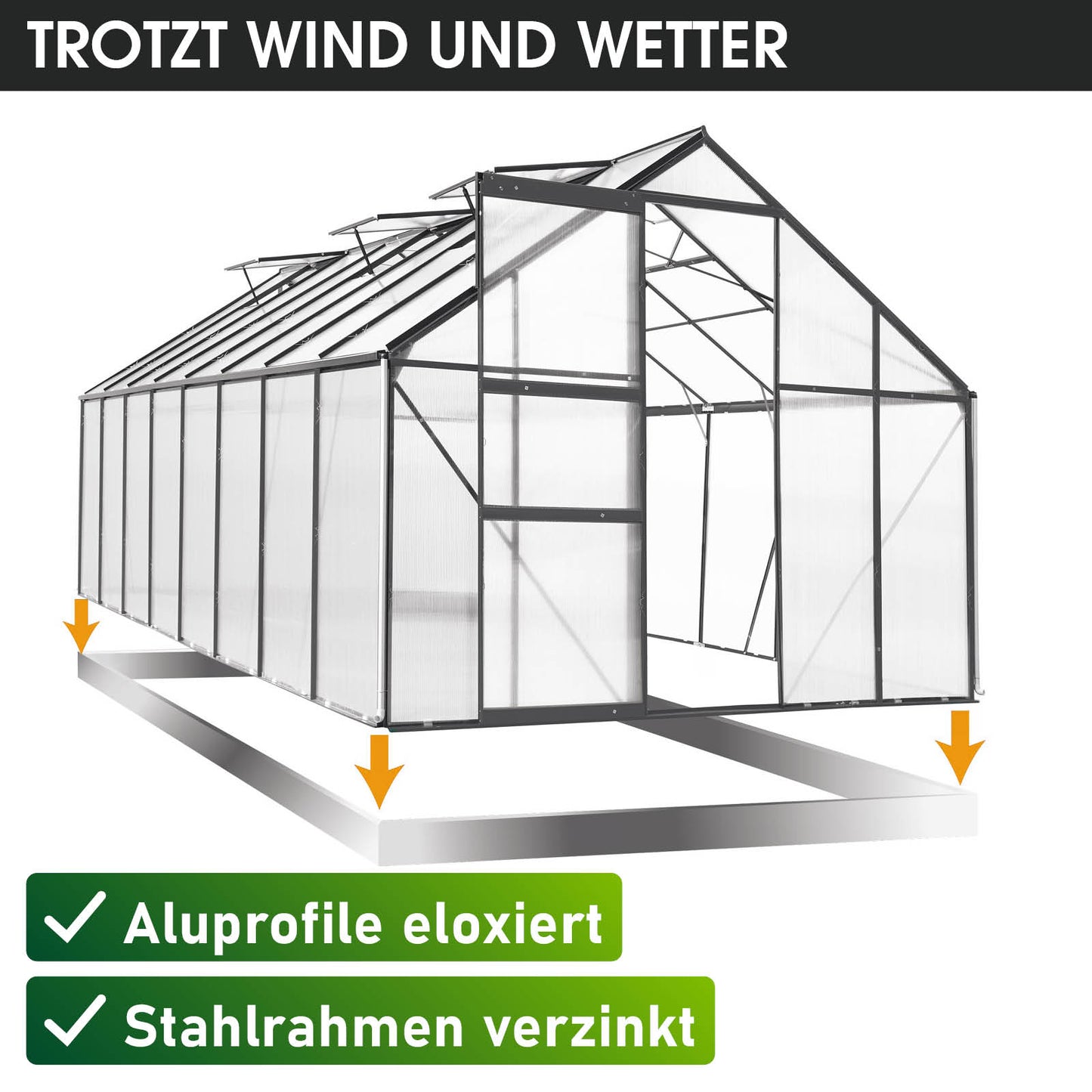 Aluminium-Gewächshaus 490x250x205 anthrazit