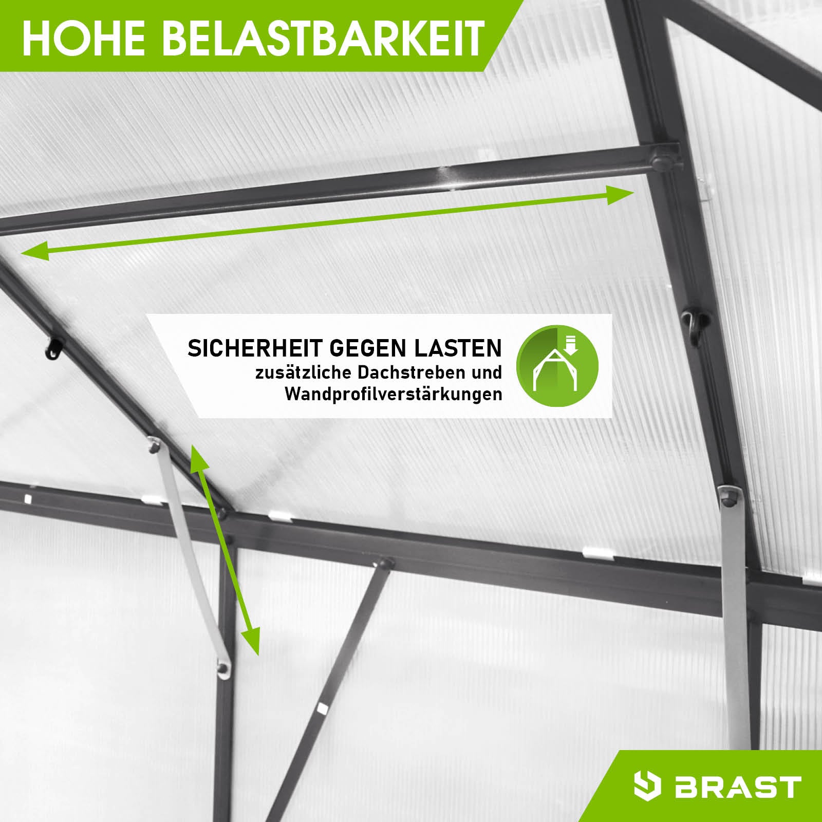 Anthrazitfarbenes Aluminium Gewächshaus mit stabiler Dach- und Wandverstärkung, windsicheres, begehbares Gewächshaus mit.