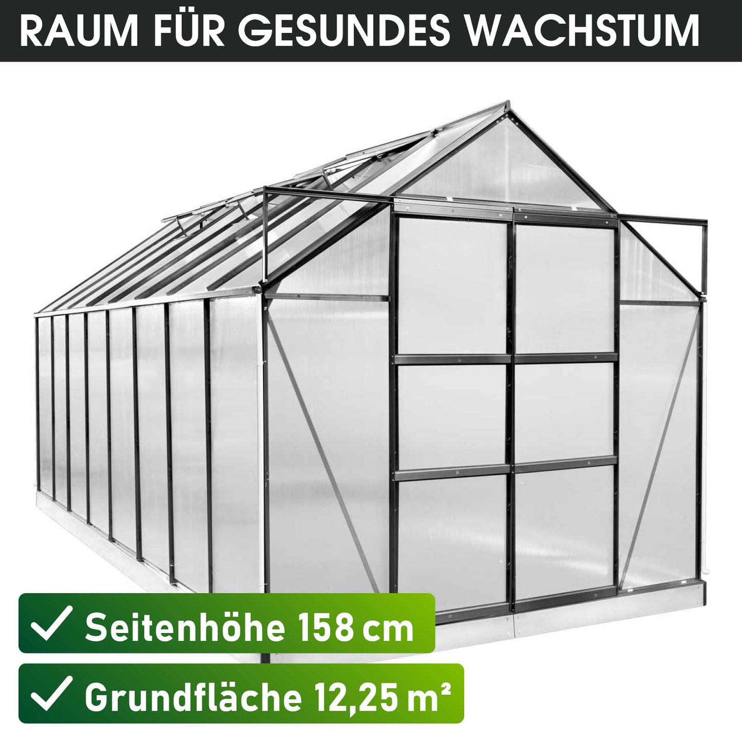 Aluminium Gewächshaus 490x250x235 anthrazit