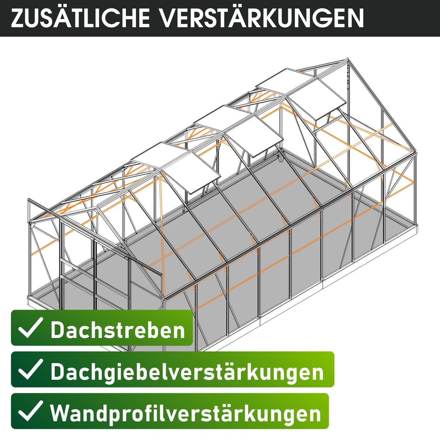 Aluminium Gewächshaus 490x250x235 anthrazit