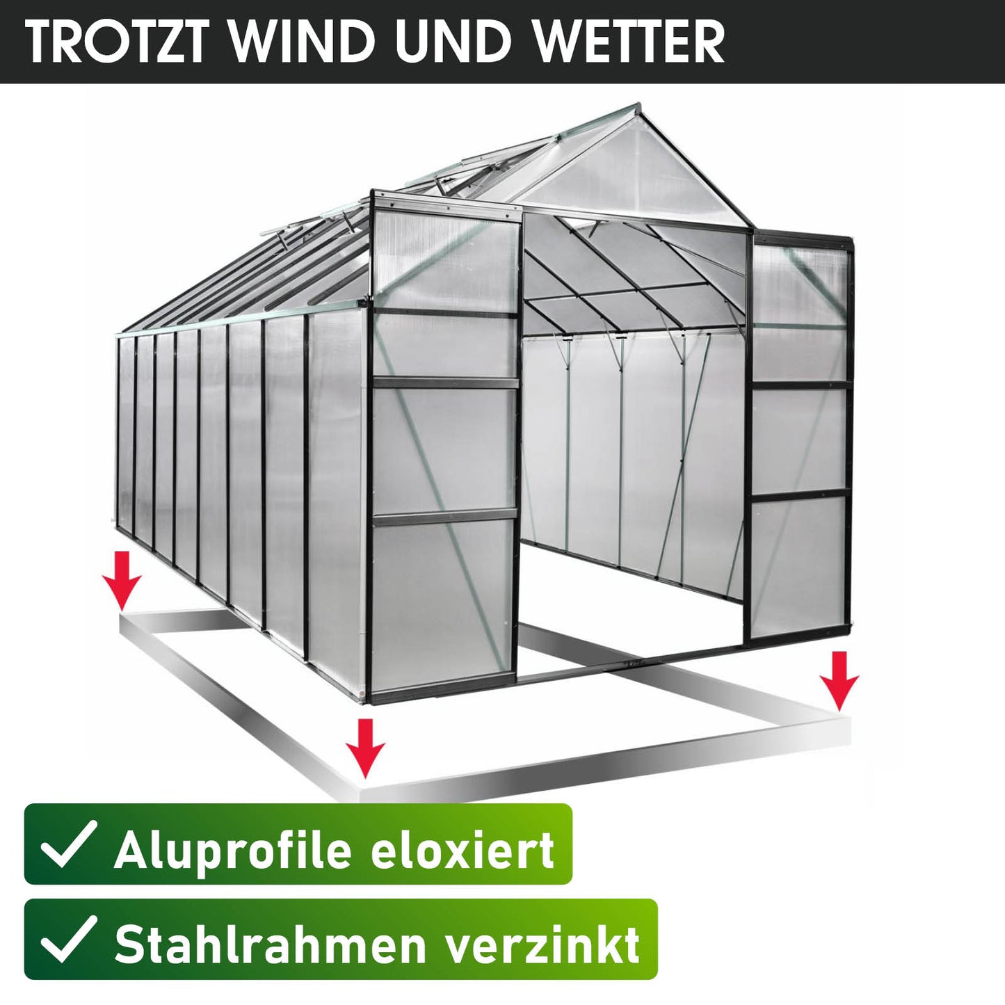 Aluminium Gewächshaus 490x250x235 anthrazit
