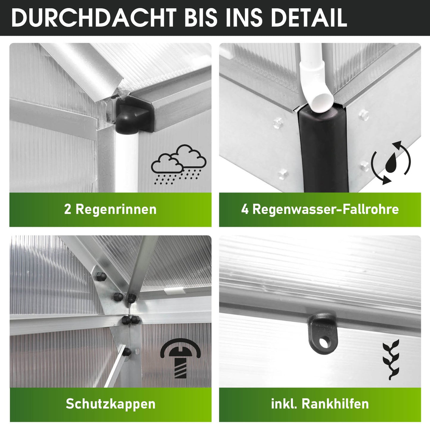 Aluminium Gewächshaus 130x190x195
