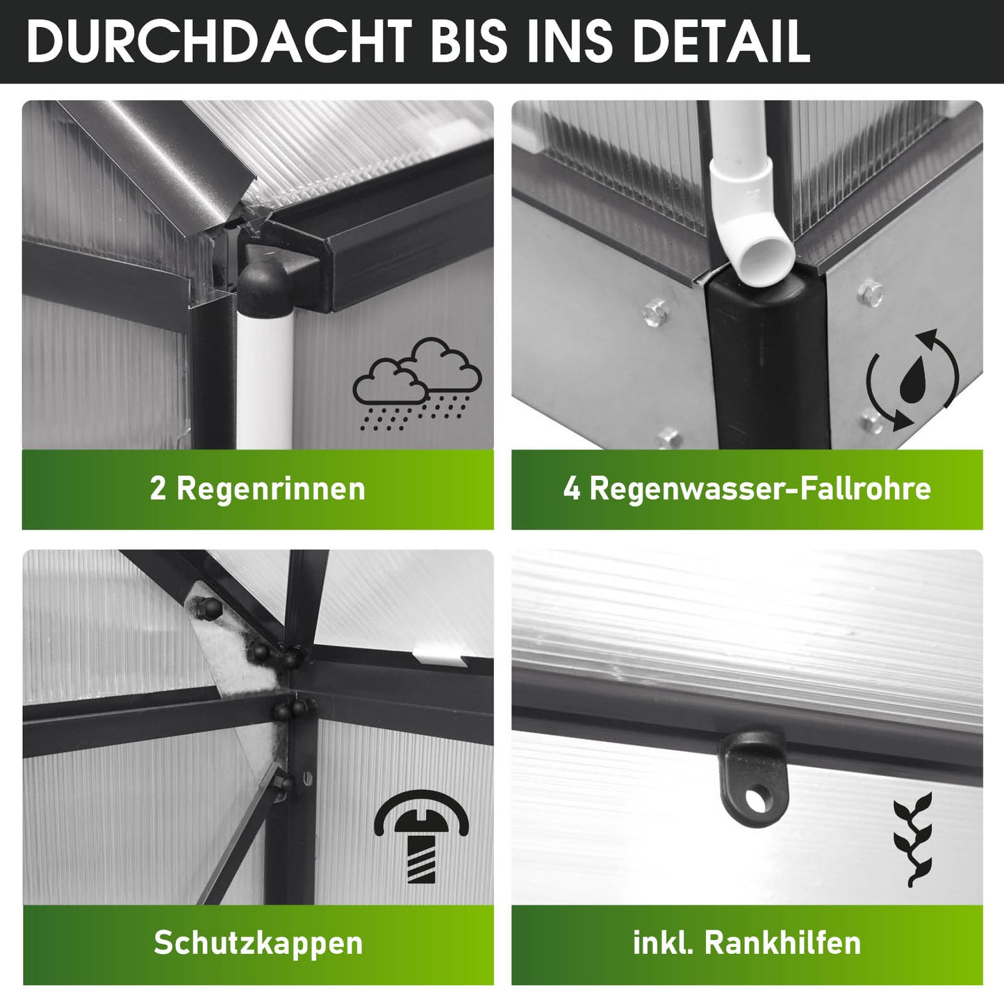Aluminium Gewächshaus 130x190x195 anthrazit