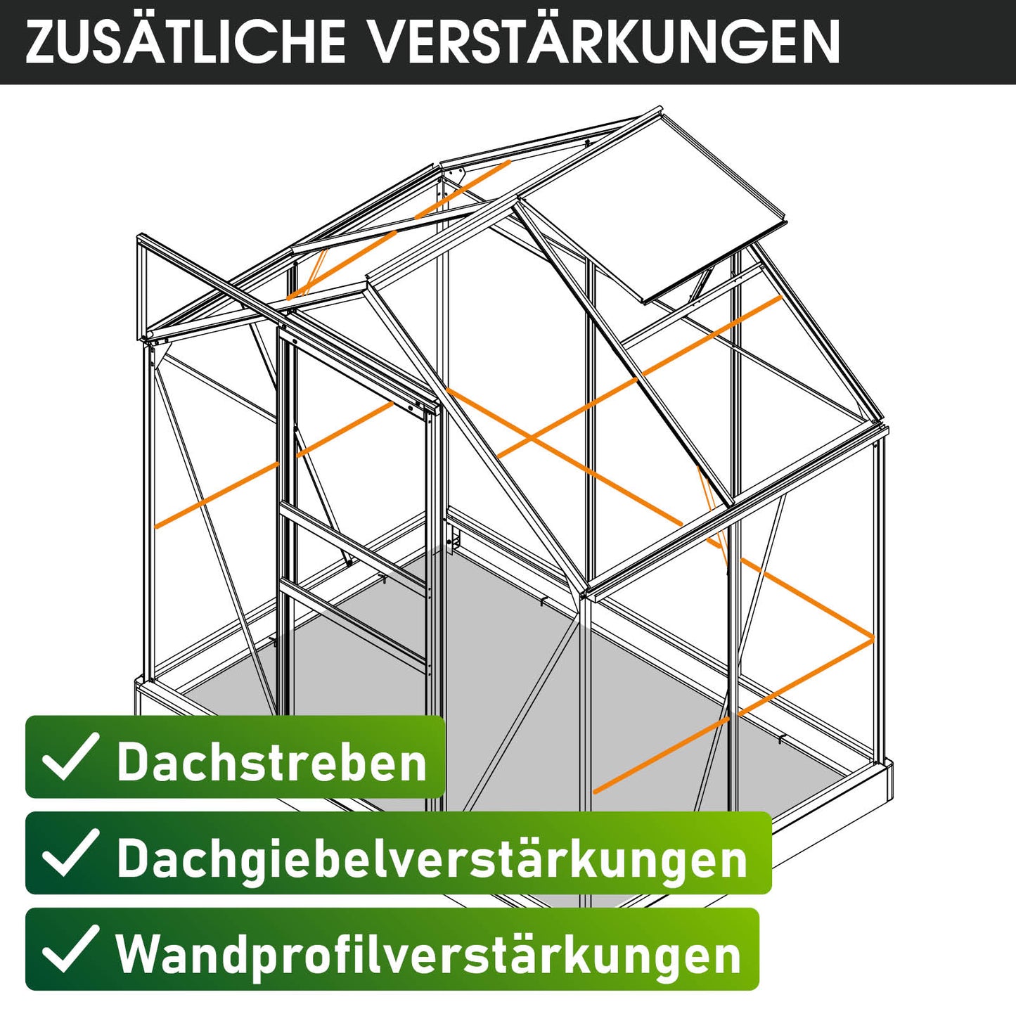 Aluminium Gewächshaus 130x190x195 anthrazit