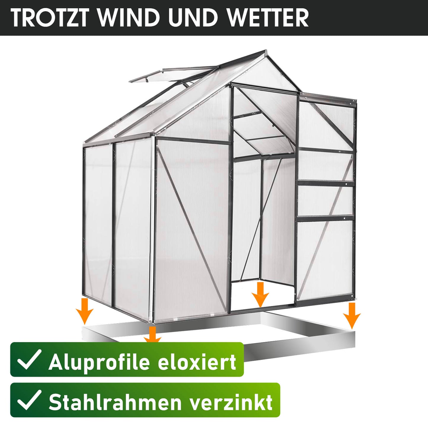 Aluminium Gewächshaus 130x190x195 anthrazit