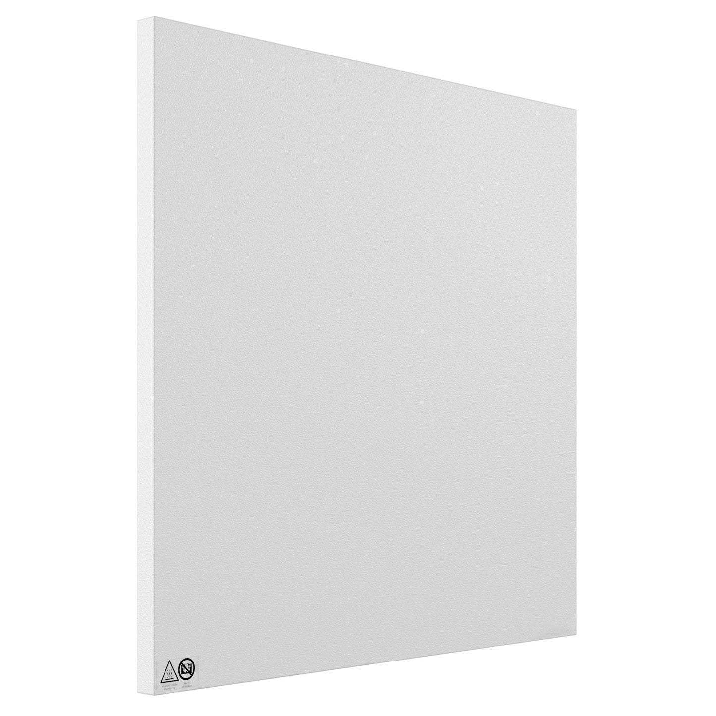 Weiße flache quadratische Infrarotheizung mit glatter Oberfläche und minimalistischem Design.