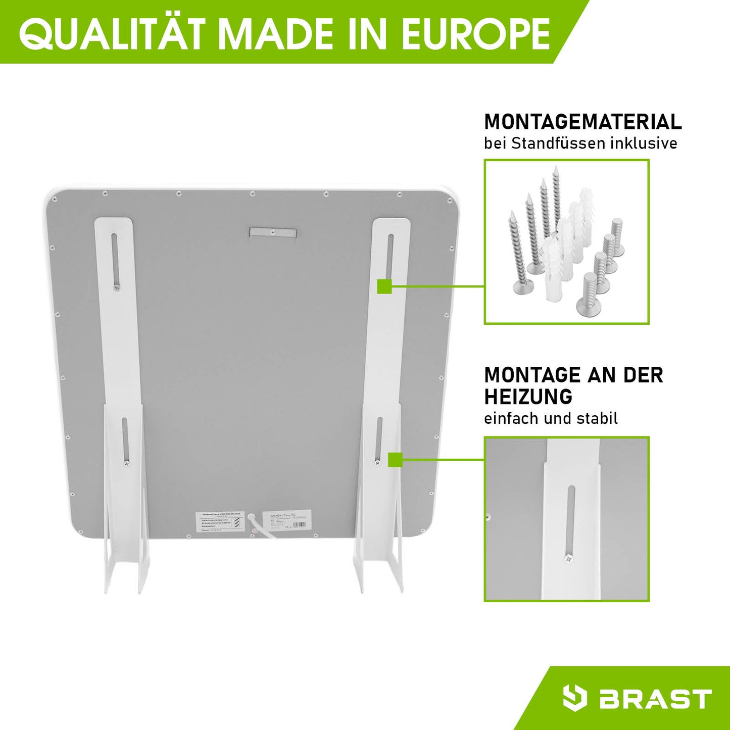 Metall-Standfüße für ISP- Infrarotheizungen