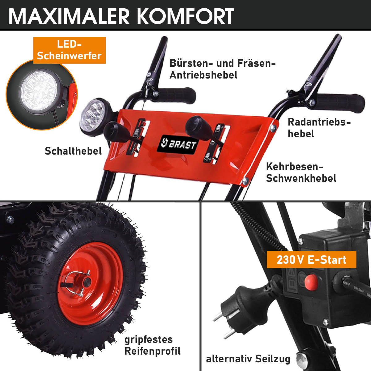 BRAST 4in1 Benzin Kehrmaschine 4100 ESTART