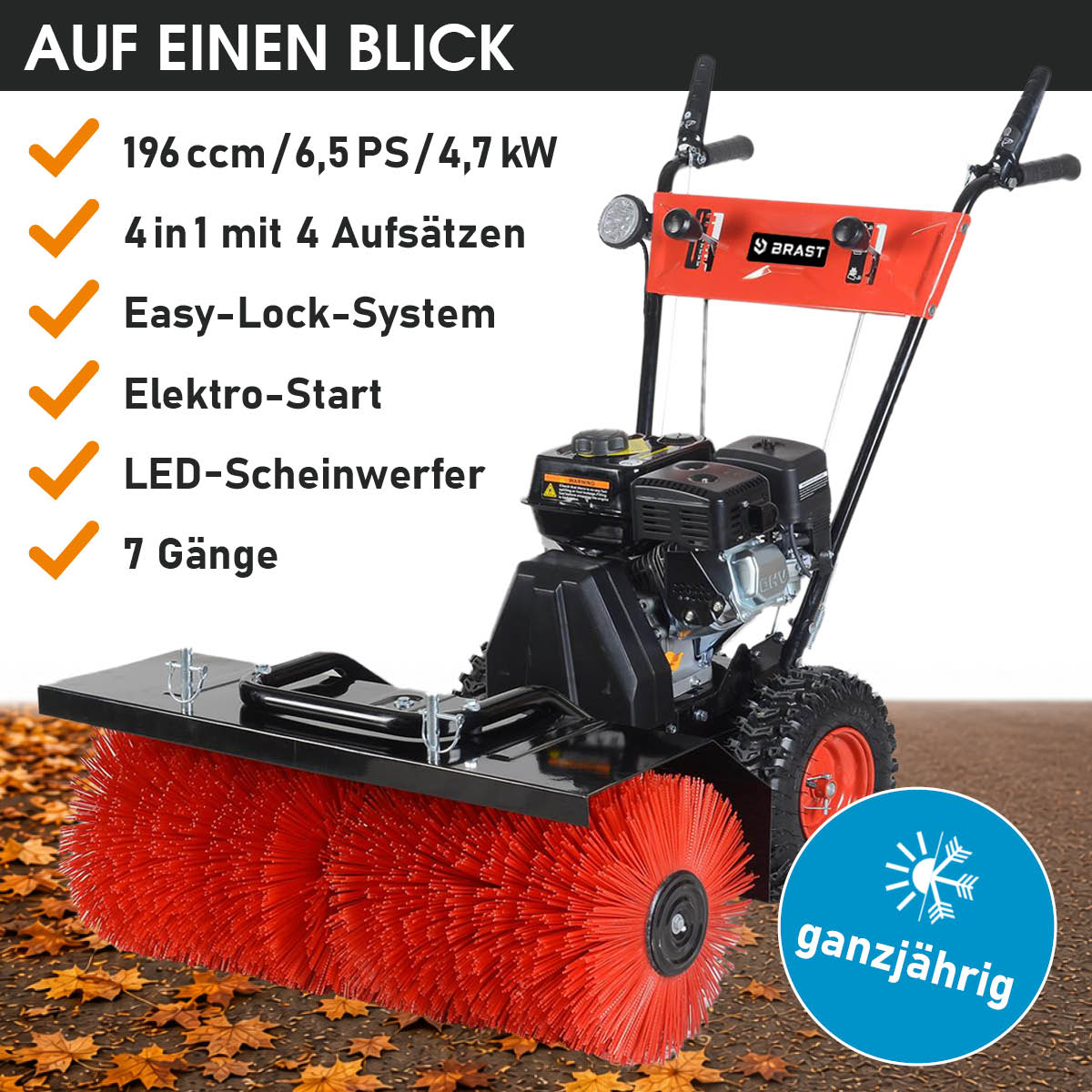 BRAST 4in1 Benzin Kehrmaschine 4100 ESTART