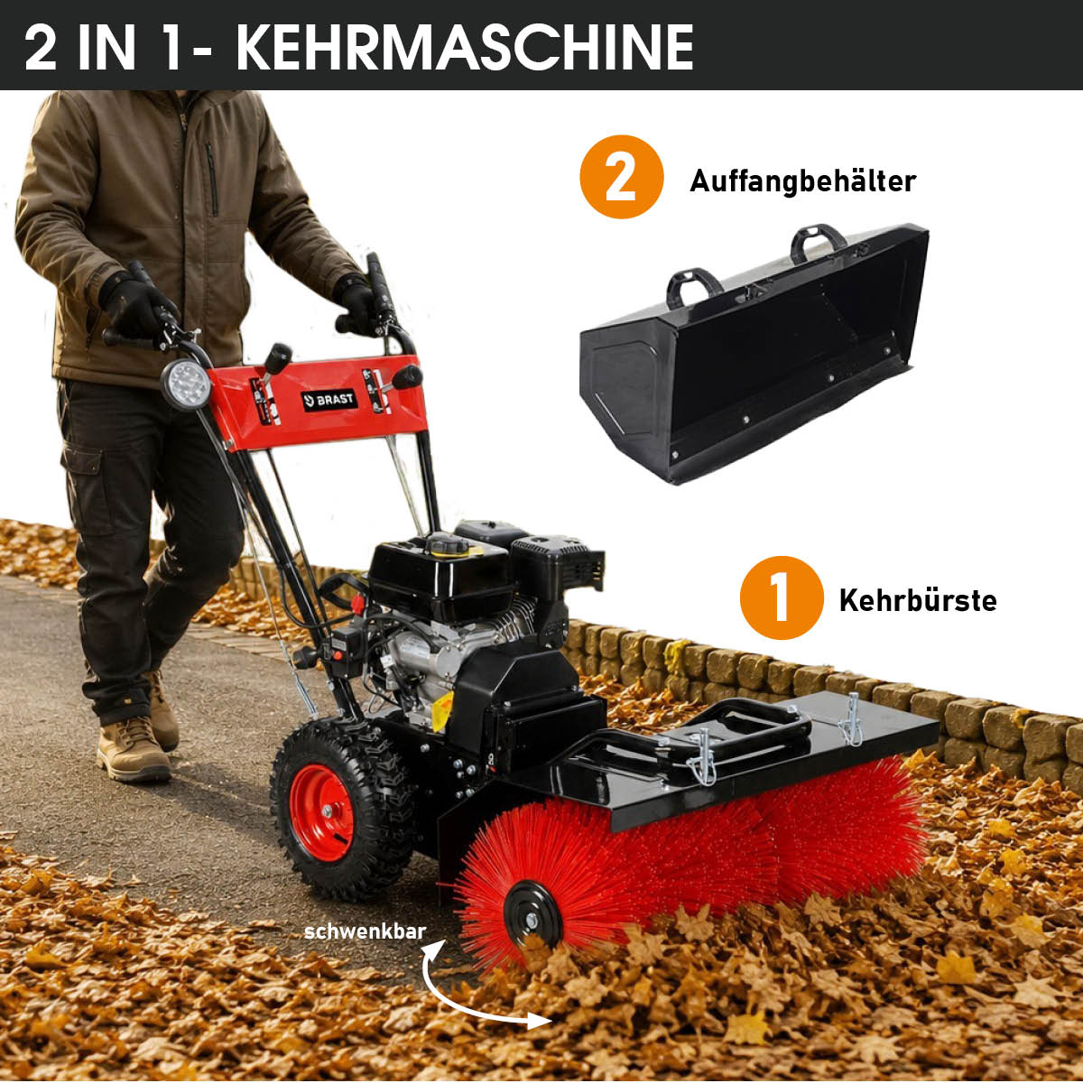 BRAST 2in1 Benzin Kehrmaschine 2100