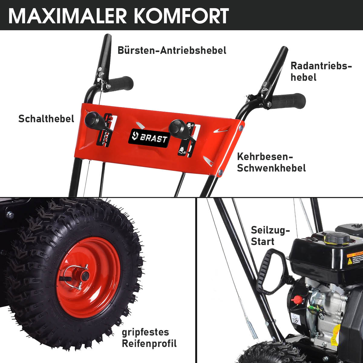 BRAST 2in1 Benzin Kehrmaschine 2100