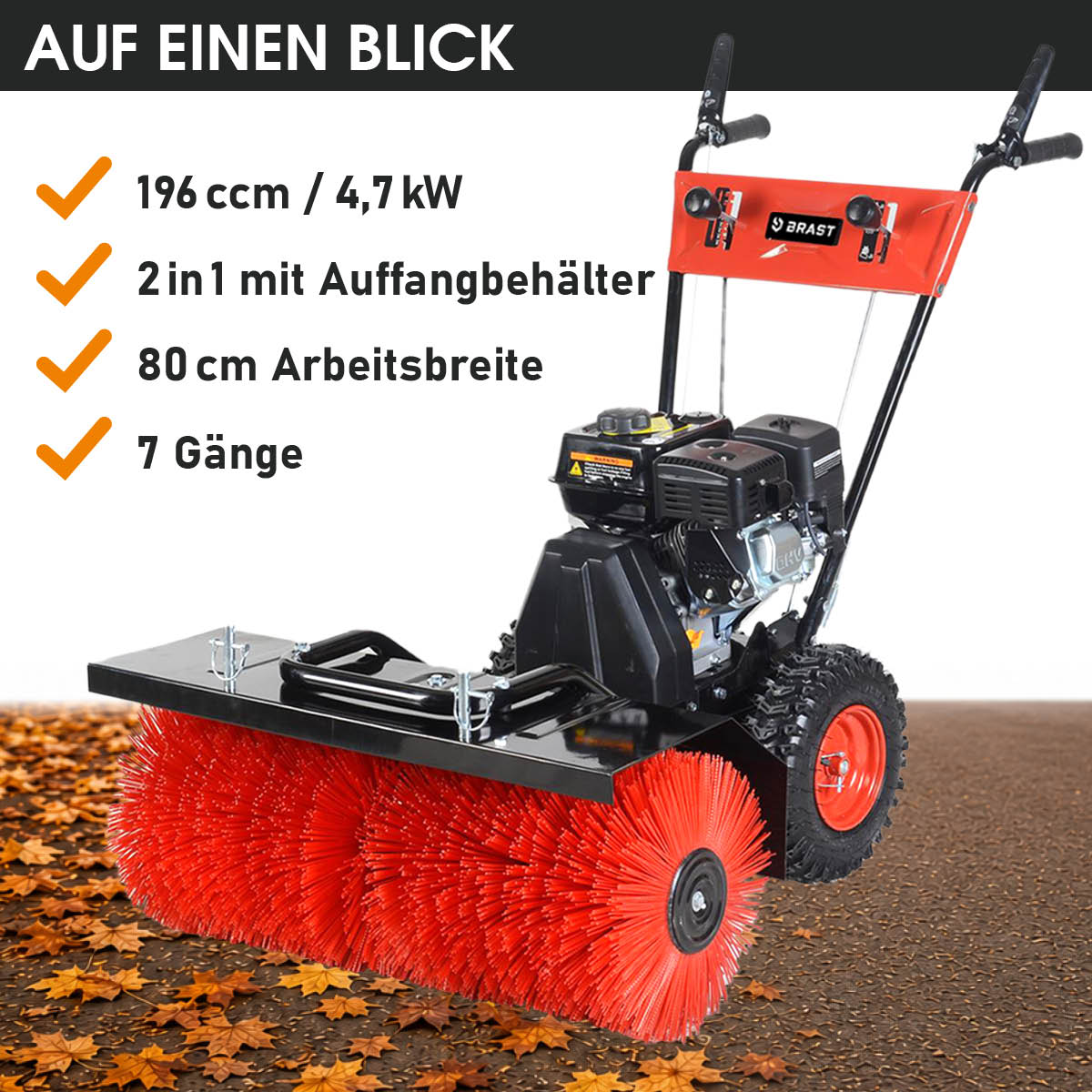BRAST 2in1 Benzin Kehrmaschine 2100