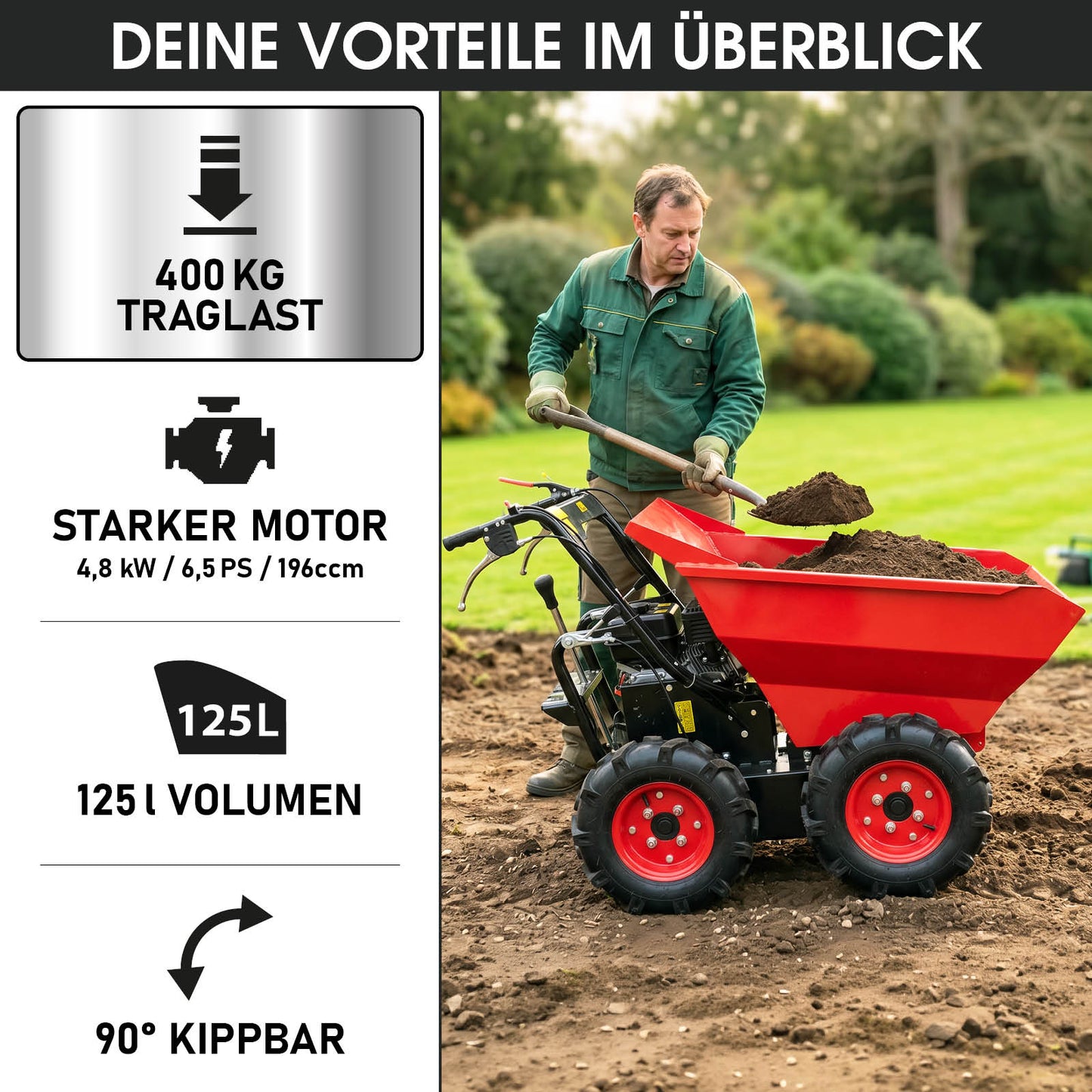 BRAST Benzin Motorschubkarre 6500