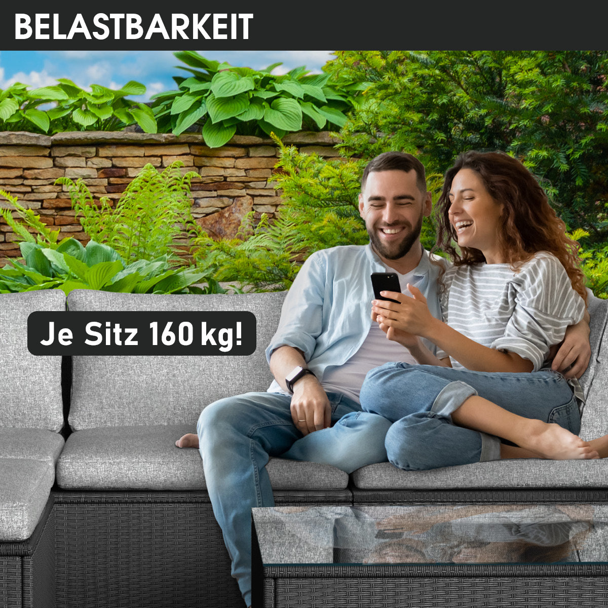 Polyrattan Hocker schwarz