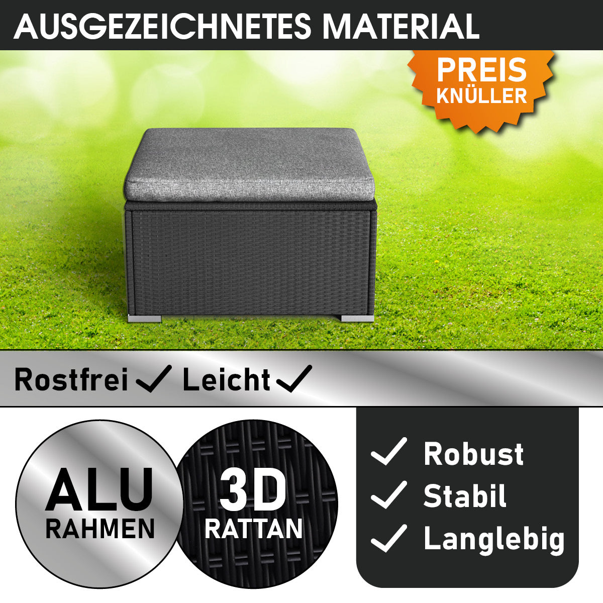 Polyrattan Hocker schwarz