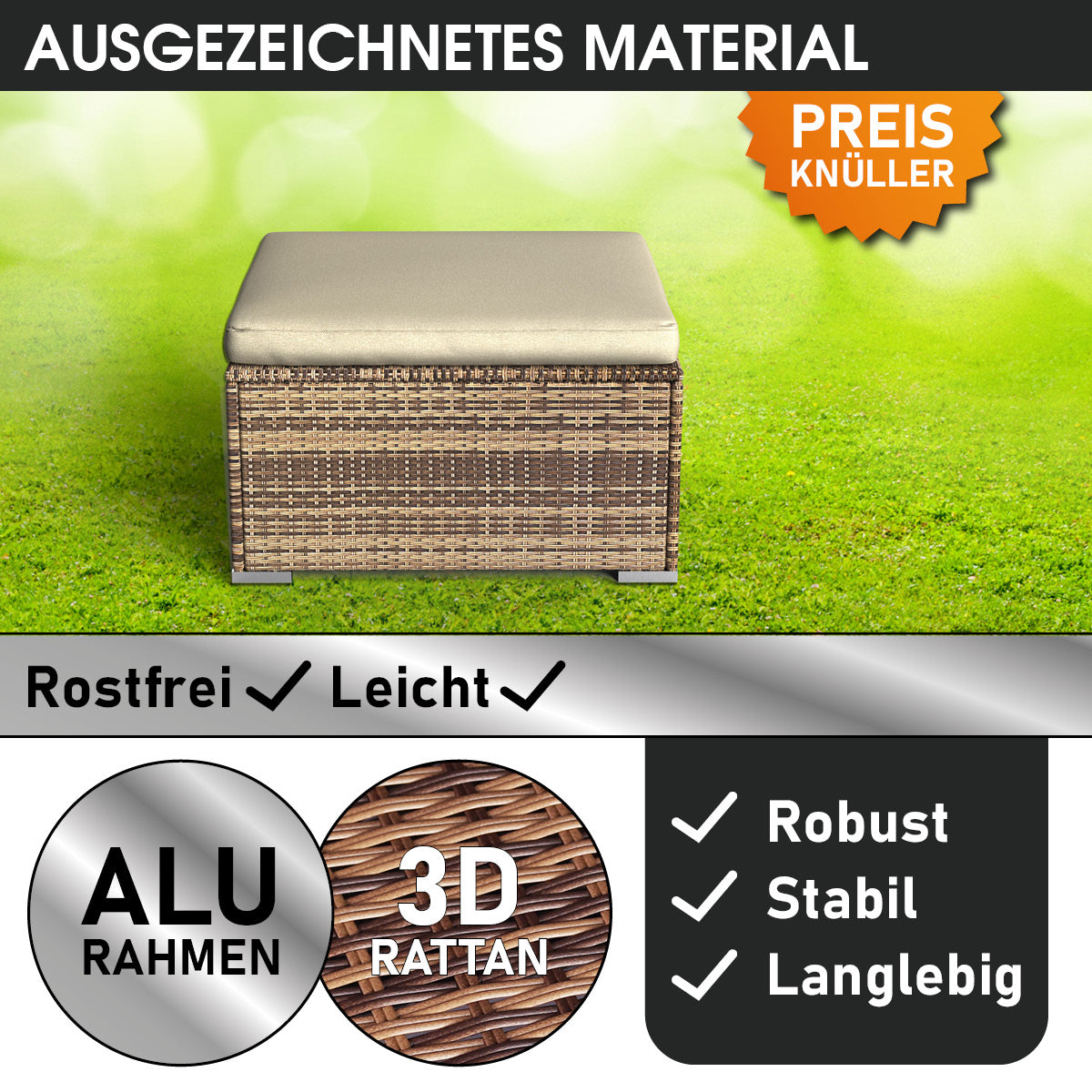 Polyrattan Hocker braun