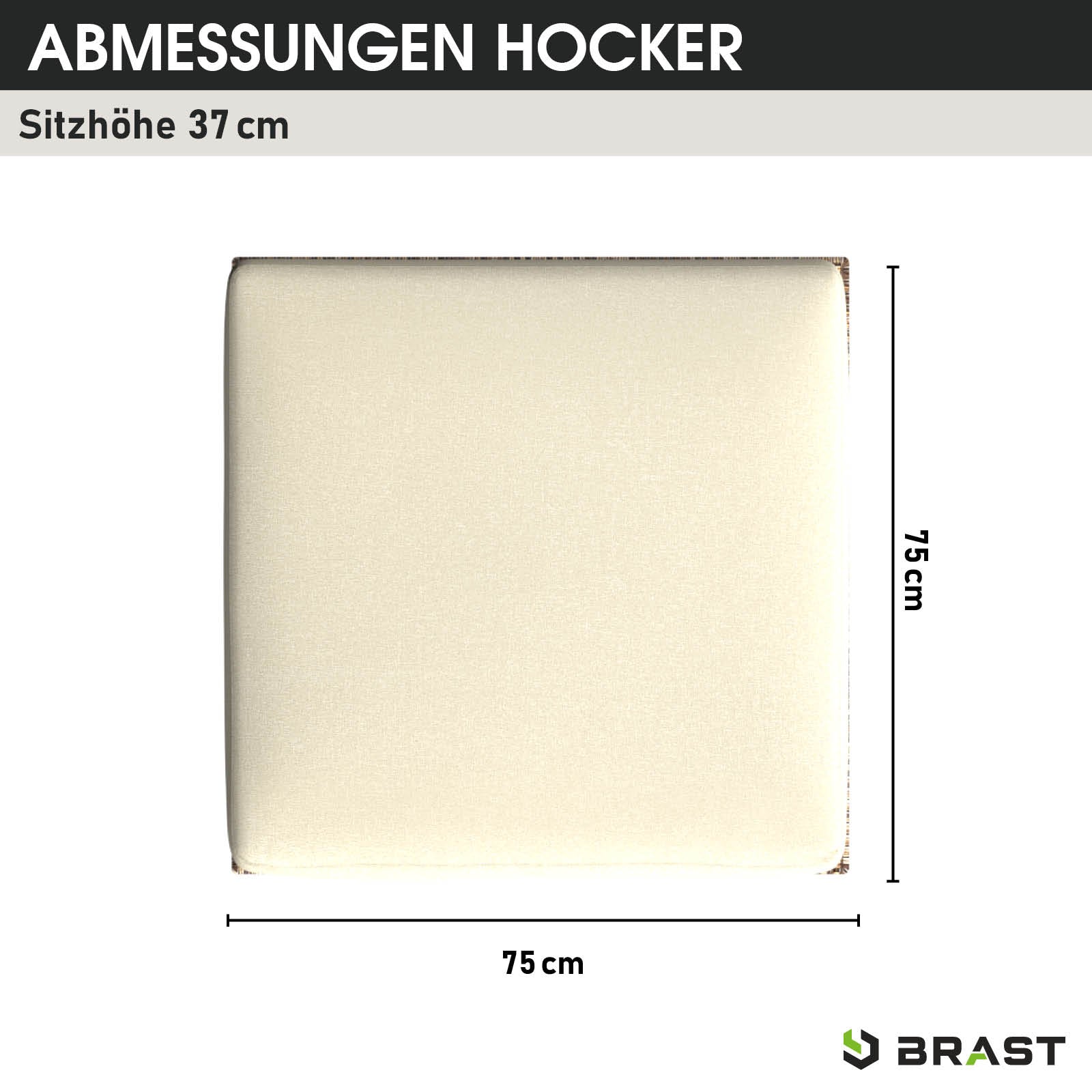 Brauner Polyrattan Hocker mit beige Sitzkissen für Loungemöbel und Garten Lounge Möbel.