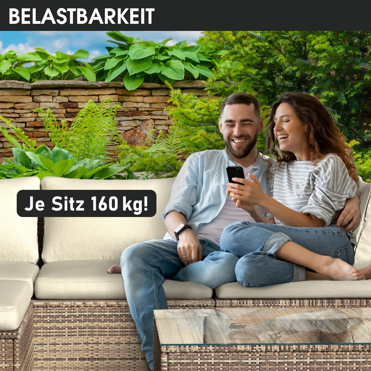 Polyrattan Einzelsessel mit 2 Armlehnen braun