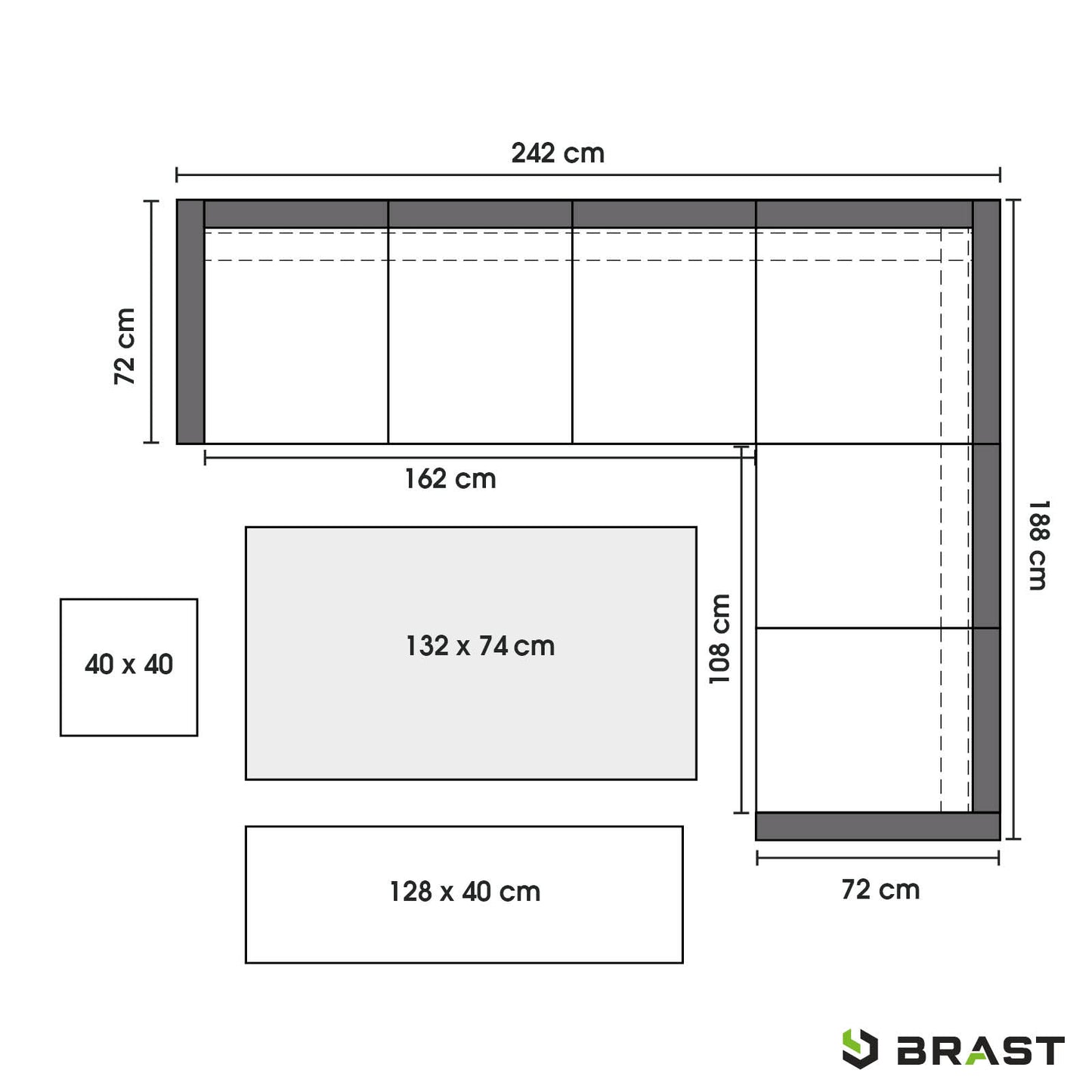 Schwarze Poly-Rattan Gartengarnitur Eck-Sitzgruppe mit blauen Kissen und Glas-Tischplatte, Gartenmöbel Sitzgruppe für Balkon .