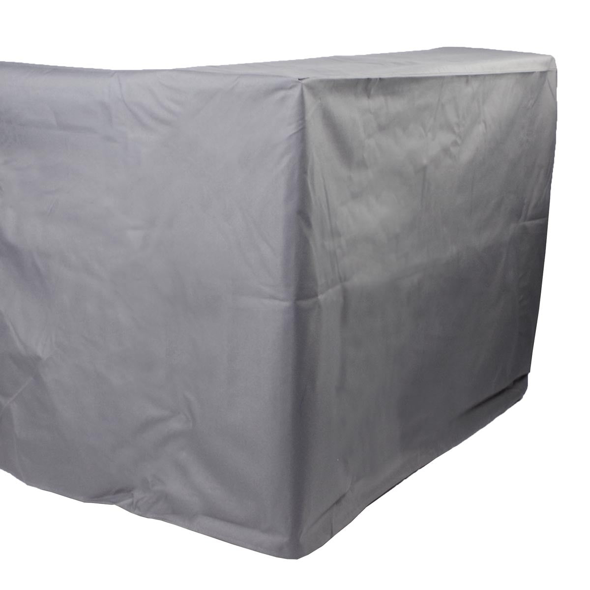 Grau wasserdichte Abdeckung für 9-teiliges Polyrattan Gartenmöbel Sitzgruppe.