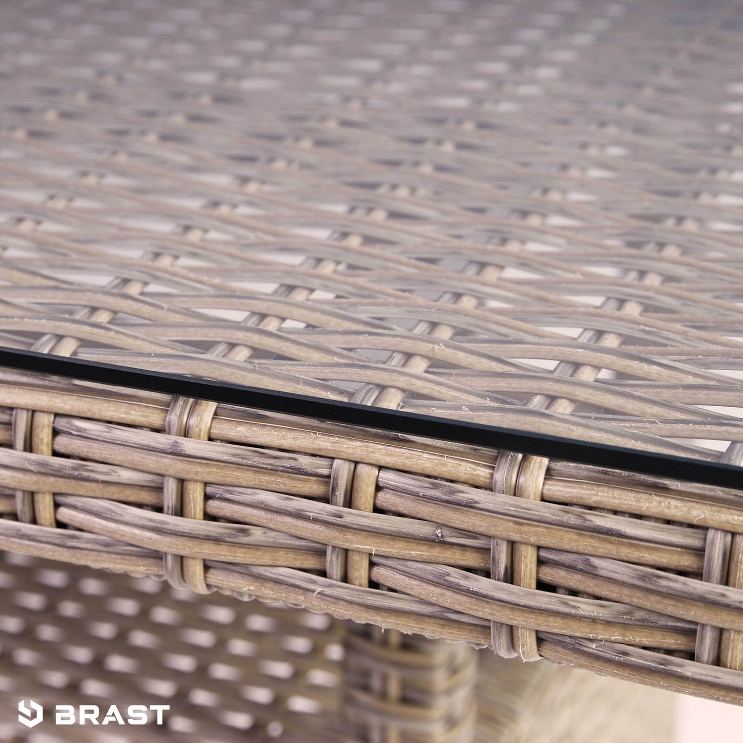 Braune Polyrattan Gartengarnitur mit Glasplatte, Rattan Sitzgruppe für Garten und Balkon.