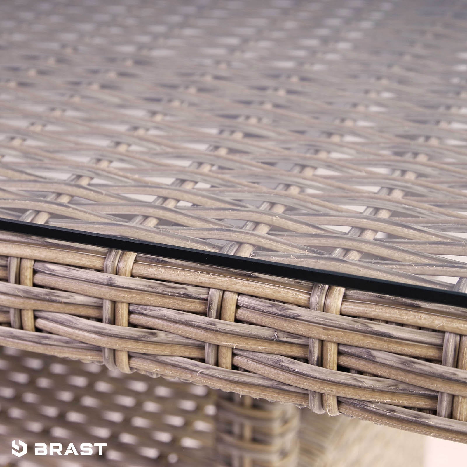 Braune Polyrattan Gartengarnitur mit Glasplatte, Rattan Sitzgruppe für Garten und Balkon.
