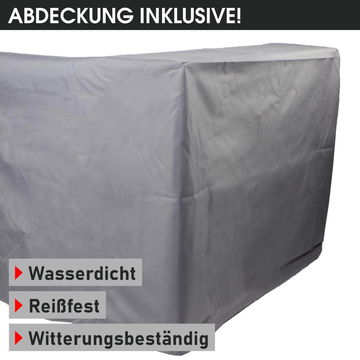 Grau-anthrazitfarbene Abdeckhaube für Polyrattan Gartengarnitur, wasserdicht und reißfest, schützende Gartenmöbel Sitzgruppe .