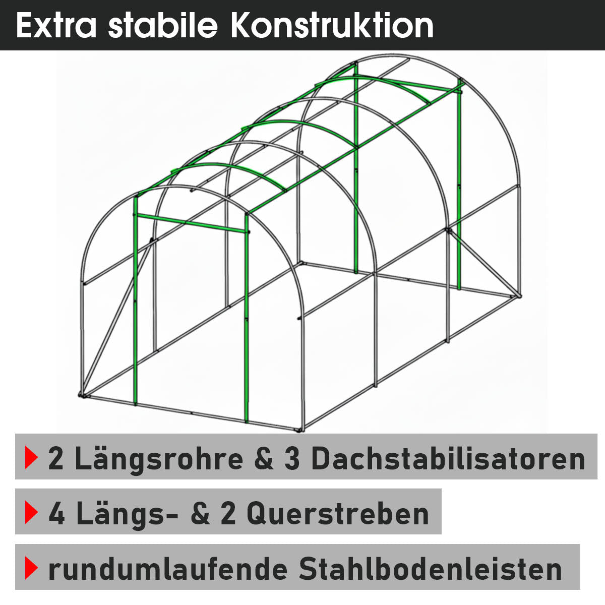 Folien-Gewächshaus 06, 2x3m inkl. Erdanker & Unkrautvlies