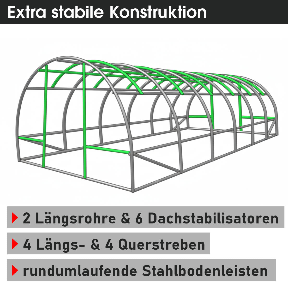 Folien-Gewächshaus 18, 3x6m inkl. Erdanker & Unkrautvlies