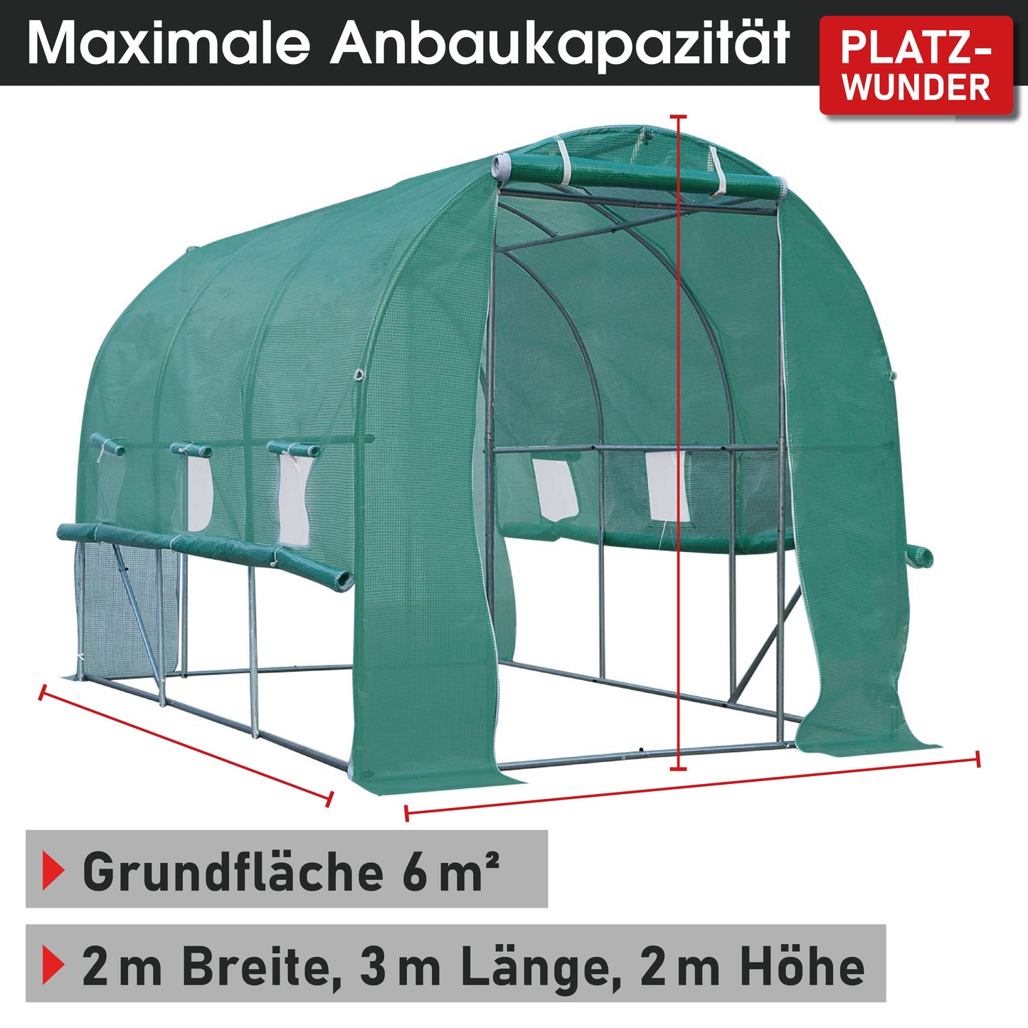 Foliengewächshaus 06 rollbar, 2x3m inkl. Erdanker & Unkrautvlies